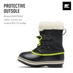 SOREL Children's Yoot Pac Nylon Waterproof Boot - Black, Chartreuse - 7