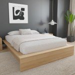 Nexera James Platform Bed, Beige, Queen