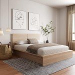 Nexera James Platform Bed, Beige, Queen