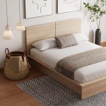 Nexera James Platform Bed, Beige, Queen