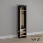 Prepac Ark 76" Tall Arched Entryway Coat Rack in Black Oak with Natural Oak Interior, Hall Tree with 2 Adjustable Shelves, Modern Furniture for Entryway and Living Room, 13.25" D x 18" W x 76" H