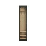 Prepac Ark 76" Tall Arched Entryway Coat Rack in Black Oak with Natural Oak Interior, Hall Tree with 2 Adjustable Shelves, Modern Furniture for Entryway and Living Room, 13.25" D x 18" W x 76" H