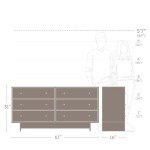 Prepac Finnley 6-Drawer Dresser in Black Oak, Dresser for Bedroom, Extra-Wide Chest of Drawers with Storage, Modern Clothing Organizer for Home, Bedroom, Living Room, 16" D x 61" W x 31" H