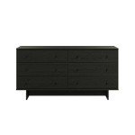 Prepac Finnley 6-Drawer Dresser in Black Oak, Dresser for Bedroom, Extra-Wide Chest of Drawers with Storage, Modern Clothing Organizer for Home, Bedroom, Living Room, 16" D x 61" W x 31" H