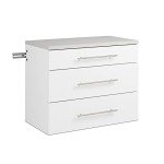 Prepac HangUps 30" Base Garage Cabinet, Bathroom Cabinet Wall Mount Laundry Cabinet, Kitchen Wall Cabinet with 3 Drawers, Ideal for Garage, Kitchen and Laundry Organization 30" W x 24" H x 16" D White