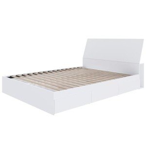 Nexera 2-Piece Bedset with Bed Frame and Headboard, White, Queen