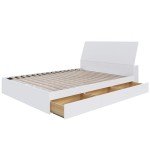 Nexera 2-Piece Bedset with Bed Frame and Headboard, White, Queen