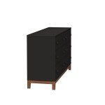 Prepac Nordik Dresser, Black & Cherry Dresser for Bedroom, Chest of Drawers with 6 Drawers, 16" D x 54.75" W x 30" H, BCDBR-2206-1