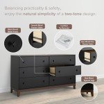 Prepac Nordik Dresser, Black & Cherry Dresser for Bedroom, Chest of Drawers with 6 Drawers, 16" D x 54.75" W x 30" H, BCDBR-2206-1