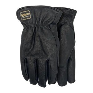 Watson Gloves Black Range Rider Winter Glove - Buttery Soft Deerskin Leather, Thinsulate C100 Lining, Slip-On Cuff (Medium)