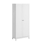Prepac Yaletown 72" Tall Storage Cabinet with Wood Legs, Pantry Cabinet with 3 Adjustable Shelves, Bathroom, Kitchen and Home Organization in White, 16" D x 32" W x 72" H