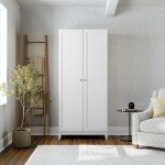 Prepac Yaletown 72" Tall Storage Cabinet with Wood Legs, Pantry Cabinet with 3 Adjustable Shelves, Bathroom, Kitchen and Home Organization in White, 16" D x 32" W x 72" H