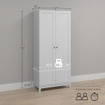 Prepac Yaletown 72" Tall Storage Cabinet with Wood Legs, Pantry Cabinet with 3 Adjustable Shelves, Bathroom, Kitchen and Home Organization in White, 16" D x 32" W x 72" H