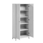 Prepac Yaletown 72" Tall Storage Cabinet with Wood Legs, Pantry Cabinet with 3 Adjustable Shelves, Bathroom, Kitchen and Home Organization in White, 16" D x 32" W x 72" H