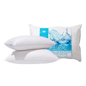 Canadian Down & Feather Co. - 2 Pack Soft Support White Goose Down Pillow Queen Size - 260 TC Shell 100% Cotton - Filled in Canada