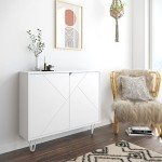 Nexera Slim 2-Door Storage Accent Cabinet, White, 39-Inch