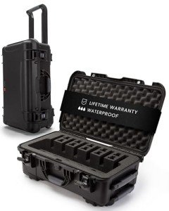 NANUK 935 Hard Case with Wheels and 6 UP Custom Foam Insert, IP67 Waterproof & Crushproof, Rugged Construction for Ultimate Protection, Made in Canada – Black (22” x 14” x 9”)