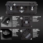 NANUK 935 Hard Case with Wheels and 6 UP Custom Foam Insert, IP67 Waterproof & Crushproof, Rugged Construction for Ultimate Protection, Made in Canada – Black (22” x 14” x 9”)