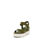 Sorel Women's Joanie IV Y Strap Wedge Sandals - Utility Green, Honey White - Size 8.5