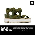 Sorel Women's Joanie IV Y Strap Wedge Sandals - Utility Green, Honey White - Size 8.5