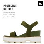 Sorel Women's Joanie IV Y Strap Wedge Sandals - Utility Green, Honey White - Size 8.5