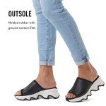 Sorel Women's Kinetic Impact Slide High Sandals - Black, Sea Salt - Size 8
