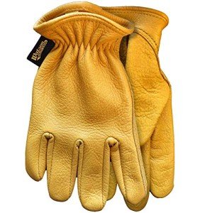 Watson Gloves The Duke Shortie Glove - Deerskin Leather, Shortie Slip-On Style Cuff, Made in Canada (Large, Gold)