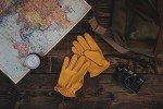 Watson Gloves The Duke Shortie Glove - Deerskin Leather, Shortie Slip-On Style Cuff, Made in Canada (Large, Gold)