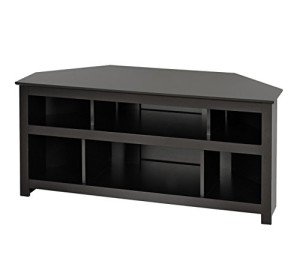 Prepac Vasari Corner Flat Panel Plasma TV / LCD Console, Corner Floor TV Stand with 6 Compartments for Cable Management, Ideal for Living Room and Bedroom, 48”W x 22”H x 20”D, Black