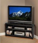 Prepac Vasari Corner Flat Panel Plasma TV / LCD Console, Corner Floor TV Stand with 6 Compartments for Cable Management, Ideal for Living Room and Bedroom, 48”W x 22”H x 20”D, Black