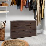 Prepac Astrid 6 Drawer Double Dresser for Bedroom, Wide Chest of Drawers, Bedroom Furniture, Clothes Storage and Organizer, 15.5" D x 47.5" W x 26.85" H, Espresso