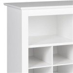 Prepac White Console Table, Shoe Cabinet, Storage Cabinet with 32 Shoe Cubbies and 4 Large Storage Cubbies 15.5" D x 60" W x 35" H