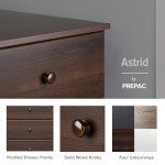 Prepac Astrid 6 Drawer Double Dresser for Bedroom, Wide Chest of Drawers, Bedroom Furniture, Clothes Storage and Organizer, 15.5" D x 47.5" W x 26.85" H, Espresso