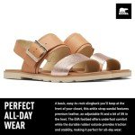 Sorel Women's Fashion Flat Sandal, Honest Beige, Honey White, 7.5