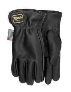 Watson Gloves Women's Black Range Rider Winter Glove - Buttery Soft Deerskin Leather, Thinsulate C40 Lining, Slip-On Cuff (Medium)