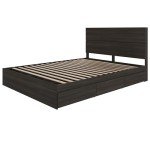 Nexera 2-Piece Bedset with Bed Frame and Headboard, Grey, Queen
