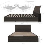 Nexera 2-Piece Bedset with Bed Frame and Headboard, Grey, Queen