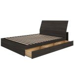 Nexera 2-Piece Bedset with Bed Frame and Headboard, Grey, Queen