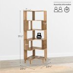 Prepac Nordik 6-Tier Natural Oak Modern Mid Century Corner Bookcase, 71.5" Extra Tall Corner Shelf with Storage, Multifunctional Freestanding Bookshelf for Home Office, Living Room, Bedroom