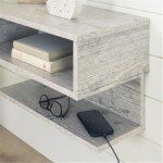 South Shore Furniture Sazena Floating Nightstand, Seaside Pine, 11.75 in x 22.25 in x 13.25 in
