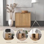 Prepac Simply Modern 2-Door Storage Cabinet, Sideboard Cabinet for Living Room, Kitchen/Dining Room, or Entryway, Sleek Design Buffet Cabinet with Storage, 30.75" Wide x 30" High x 16" Deep, Oak