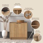 Prepac Simply Modern 2-Door Storage Cabinet, Sideboard Cabinet for Living Room, Kitchen/Dining Room, or Entryway, Sleek Design Buffet Cabinet with Storage, 30.75" Wide x 30" High x 16" Deep, Oak