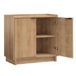 Prepac Simply Modern 2-Door Storage Cabinet, Sideboard Cabinet for Living Room, Kitchen/Dining Room, or Entryway, Sleek Design Buffet Cabinet with Storage, 30.75" Wide x 30" High x 16" Deep, Oak