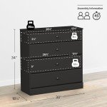 Prepac Astrid 4 Drawer Dresser for Bedroom, Chest of Drawers, Bedroom Furniture, Clothes Storage and Organizer, 18.25" D x 30" W x 34" H, Black, BDBR-0401-1
