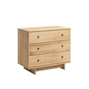 Prepac Finnley 3-Drawer Nightstand in Natural Oak, Extra-Wide Bedside Table with Storage, Modern End Table for Home, Bedroom, Living Room, 16" D x 31" W x 26.75" H
