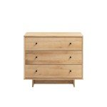Prepac Finnley 3-Drawer Nightstand in Natural Oak, Extra-Wide Bedside Table with Storage, Modern End Table for Home, Bedroom, Living Room, 16" D x 31" W x 26.75" H