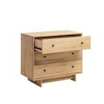 Prepac Finnley 3-Drawer Nightstand in Natural Oak, Extra-Wide Bedside Table with Storage, Modern End Table for Home, Bedroom, Living Room, 16" D x 31" W x 26.75" H
