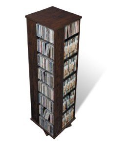 Prepac 4 Revolving Display Cabinet Media Storage, Large Four-Sided Spinning Tower, Espresso