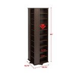 Prepac 4 Revolving Display Cabinet Media Storage, Large Four-Sided Spinning Tower, Espresso