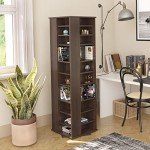 Prepac 4 Revolving Display Cabinet Media Storage, Large Four-Sided Spinning Tower, Espresso
